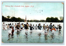 1909 Bathing Scene Wading Pool Humboldt Park Buffalo NY Antique Postcard picture