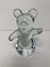 Clear Glass Teddy Bear Paperweight Figurine Unbranded (3.5 in Tall) picture