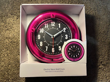 Sterling And Noble Electric Neon Clock Pink Color Neon picture