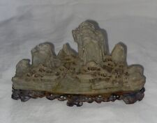 ANTIQUE SOAPSTONE CARVING MOUNTAIN VILLAGE SCENE Some Repairs Made picture