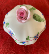 Herend Hungary Footed Trinket Box Hand Painted 6179 / PBG Encrusted Rose Top picture