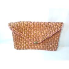 Vintage 1970s Tianjin Straw Wicker Woven Clutch Purse Bag Handbag Boho picture