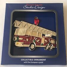 Regent Square Studio Design FIRE TRUCK Collectible Christmas Ornament W/ Crystal picture
