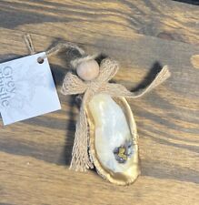HANDCRAFTED OYSTER SHELL ANGEL Louisiana State Shape Gold Tone picture
