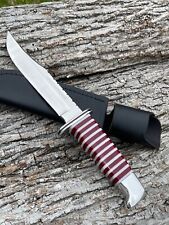 BUCK 119 CUSTOM LEROY REMER RED & WHITE FIXED BLADE KNIFE KNIVES SHEATH picture
