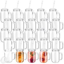 20 Pcs 18.6 oz Plastic Mason Jars with Lids and Straws Wide Regular Mouth Can... picture