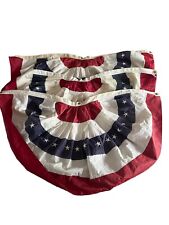 Vintage American Flag Buntings Large Set Of 3 Pleated 4th Of July Decorations picture