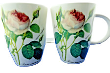 REDOUTE ROSE 2 FINE BONE CHINA mugs MADE IN ENGLAND  by Roy Kirkham  NEW, 12 oz picture