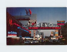 Postcard Night View Famous Arch Entrance Virginia Street Reno Nevada USA picture