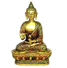 StonKraft 7 Inch Brass Buddha Meditating Idol Statue Figurine Murti picture