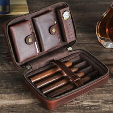 Genuine Leather  4 Cigars Humidor Cases Storage Organizer Portable Travel Boxes picture