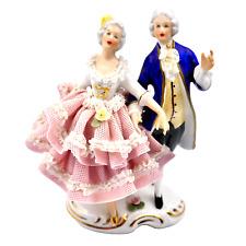 Dresden Lace Rococo Courting Couple Figurine 5.25