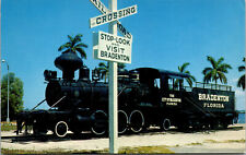 Vtg Old Wood Burning Locomotive Bradenton Florida FL Unused Postcard picture