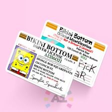 2 Pack SpongeBob & Patrick ID Driver License Printed PVC Card Fun Gag Gift picture