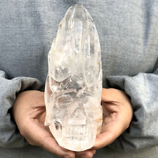 TOP 2.04LB Natural clear crystal quartz skull hand Carved crystal healing XK1317 picture