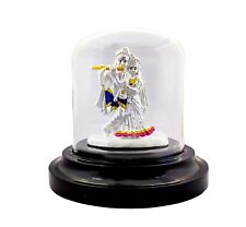 Traditional 999 Pure Silver Standing Radha Krishna For Puja & Car Dashboard picture