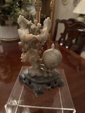 Chinese Vintage Hand Carved Soapstone W Kissing Birds & Incense Burnet. Verygood picture
