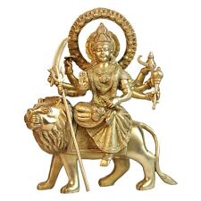 Brass Maa Durga Idol Mata Sherwali Murti Devi Statue Navratra Pooja 12 Inch picture