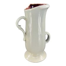 Vintage Red Wing 1358 Double Handled Vase Gray Red Glaze USA Ceramic Pottery VTG picture