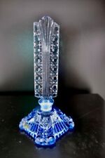 Vintage Czech Perfume Bottle Blue Square Beautiful Irice Bottle with Label picture