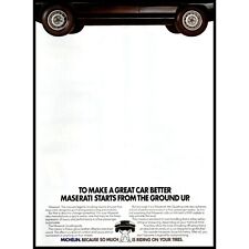 1984 Michelin Tires Vintage Print Ad Mazerati Italian Car Ground Up Wall Art picture