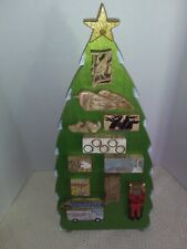 Wood-Carved 12 Days Of Christmas Figurines w/2 Foot Christmas Tree Display picture