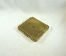 Vintage KIGU Embossed Gold Tone Metal Square Mirror Powder Compact picture