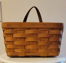 Longaberger 1988 Signed Wall Hanging Key Basket Leather Strap picture