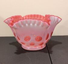 FENTON OPALESCENT PINK CRANBERRY COIN DOT RUFFLE BOWL picture