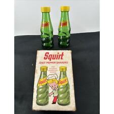 Vintage 1974 Squirt Soda Collectible Glass Salt & Pepper Shakers w/Original Box picture