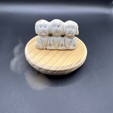 Japan Miniature bisque, porcelain, ceramic triad pup figurine, animal figurine picture