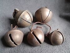5 Antique Horse Sleigh Bells With Amazing Patina/Various Sizes/Some Marked picture