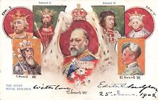 Postcard The Seven Royal Edwards 1902 English Royalty Tuck's 650 Coronation Souv picture