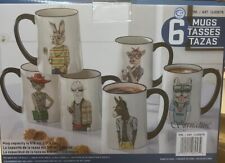 Hipster Animal Coffee Mugs 6 Pc Set 17.5 Oz. Stoneware By Signature picture