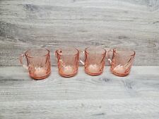 Vtg Arcoroc France Pink Rosaline Swirl Glasses/Cup/Coffee/Tea Cups Set Of 4 picture