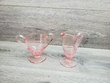 Vtg Pink Depression Elegant Glass Cream & Sugar Set picture