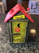 VINTAGE FUNRISE OUTHOUSE TALKING COIN BANK 1996 SOUNDS Real Voice & Lights WORKS picture