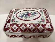 Vintage Porcelain Floral Dresser Box Gilded Jewelry Box Limited Edition 2003 picture