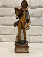 Vintage  Lepi Wood Carved Librarian Figure 10” Tall picture