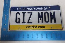 Pennsylvania License Plate Tag Vanity PA Geez Mother Slang GIZ MOM picture