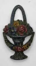 1910-1920s Cast Iron CI Small Mini Door Knocker Urn Of Flowers Original Paint picture