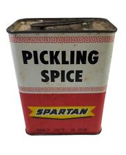 Vintage Spartan PICKLING SPICE 1 oz Tin Empty Great Patina, Graphics & Colors picture