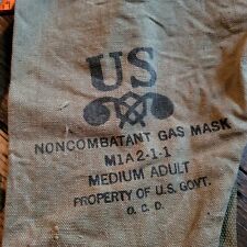 VTG Antique CLOTH SACK BAG - US NONCOMBATANT GAS MASK M1-A2 picture