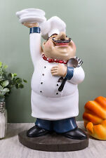 Ebros Be Our Guest French Bistro Chef Holding Plates and Utensils Figurine 10.5