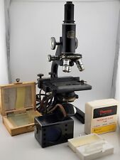 Large Vintage/Antique Spencer Buffalo USA Microscope W/Case & Multiple Parts picture
