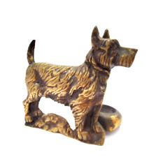 Vintage Brass  Scottie Dog / Terrier Pipe Holder Pipe Rest Cone Incense Holder picture