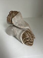 Vintage Iroquois Soapstone Sculpture & Face Carving Heavy 6x 4x5 Signed. picture