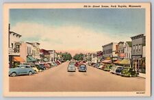 Postcard Minnesota Park Rapids Street Scene View Classic Cars Drugstore Cafe picture