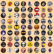 Mixed Variety  1.25 Inch Buttons lot of 72 music video games cultural icons picture