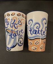 Williams Sonoma Mugs Cafe Latte Mocha Set Of 2 Made in Portugal 5.75” picture